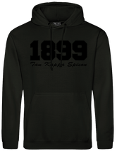 Load image into Gallery viewer, Tau Kappa Epsilon 1899 Embroidered Black on Black Hoodie
