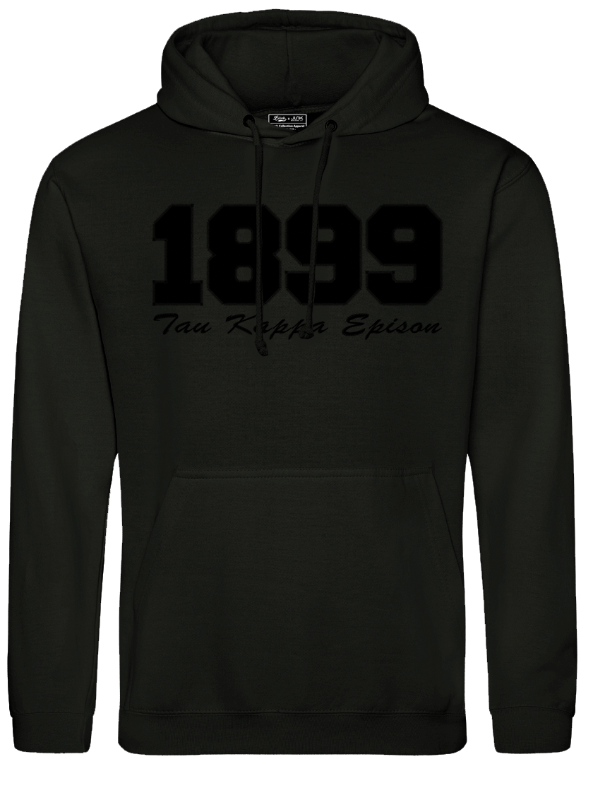 Tau Kappa Epsilon 1899 Embroidered Black on Black Hoodie