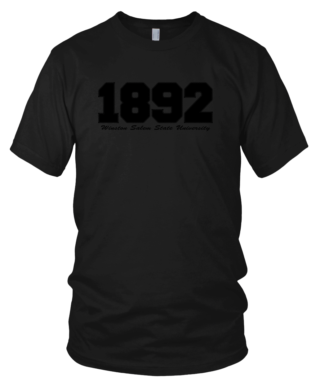 Winston Salem State University 1892 Embroidered Black on Black T-Shirt