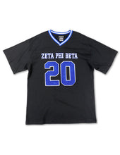 Load image into Gallery viewer, Zeta Phi Beta OVERSIZED CHENILLE FOOTBALL JERSEY TEE_BLACK
