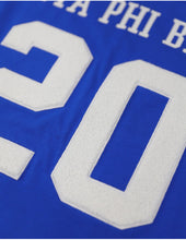 Cargar imagen en el visor de la galería, Zeta Phi Beta OVERSIZED CHENILLE FOOTBALL JERSEY TEE_ROYAL_BLUE
