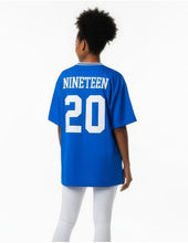 Cargar imagen en el visor de la galería, Zeta Phi Beta OVERSIZED CHENILLE FOOTBALL JERSEY TEE_ROYAL_BLUE
