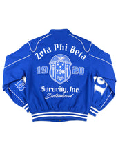 Load image into Gallery viewer, ZETA PHI BETA RACING TWILL JACKET_BLUE
