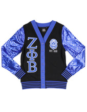 Load image into Gallery viewer, Zeta Phi Beta SEQUIN CARDIGAN_BLACK
