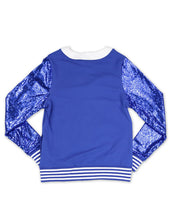 Load image into Gallery viewer, Zeta Phi Beta SEQUIN CARDIGAN_ROYAL BLUE

