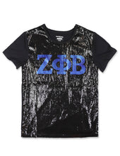 Load image into Gallery viewer, Zeta Phi Beta SEQUIN TEE_BLACK
