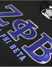 Load image into Gallery viewer, ZETA PHI BETA SEQUIN PATCH TEE_BLACK
