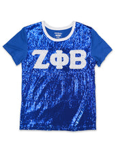 Load image into Gallery viewer, Zeta Phi Beta SEQUIN TEE_ROYAL BLUE
