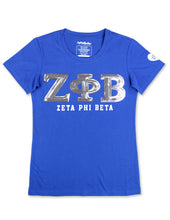 Load image into Gallery viewer, Zeta Phi Beta SEQUIN PATCH TEE_ROYAL BLUE
