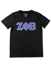 Load image into Gallery viewer, Zeta Phi Beta GLITTER DRY FIT TEE_BLACK
