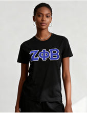 Load image into Gallery viewer, Zeta Phi Beta GLITTER DRY FIT TEE_BLACK
