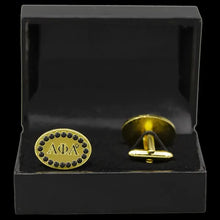 Cargar imagen en el visor de la galería, APA 7/8″W Black Austrian Crystal Cufflinks In Leatherette Box
