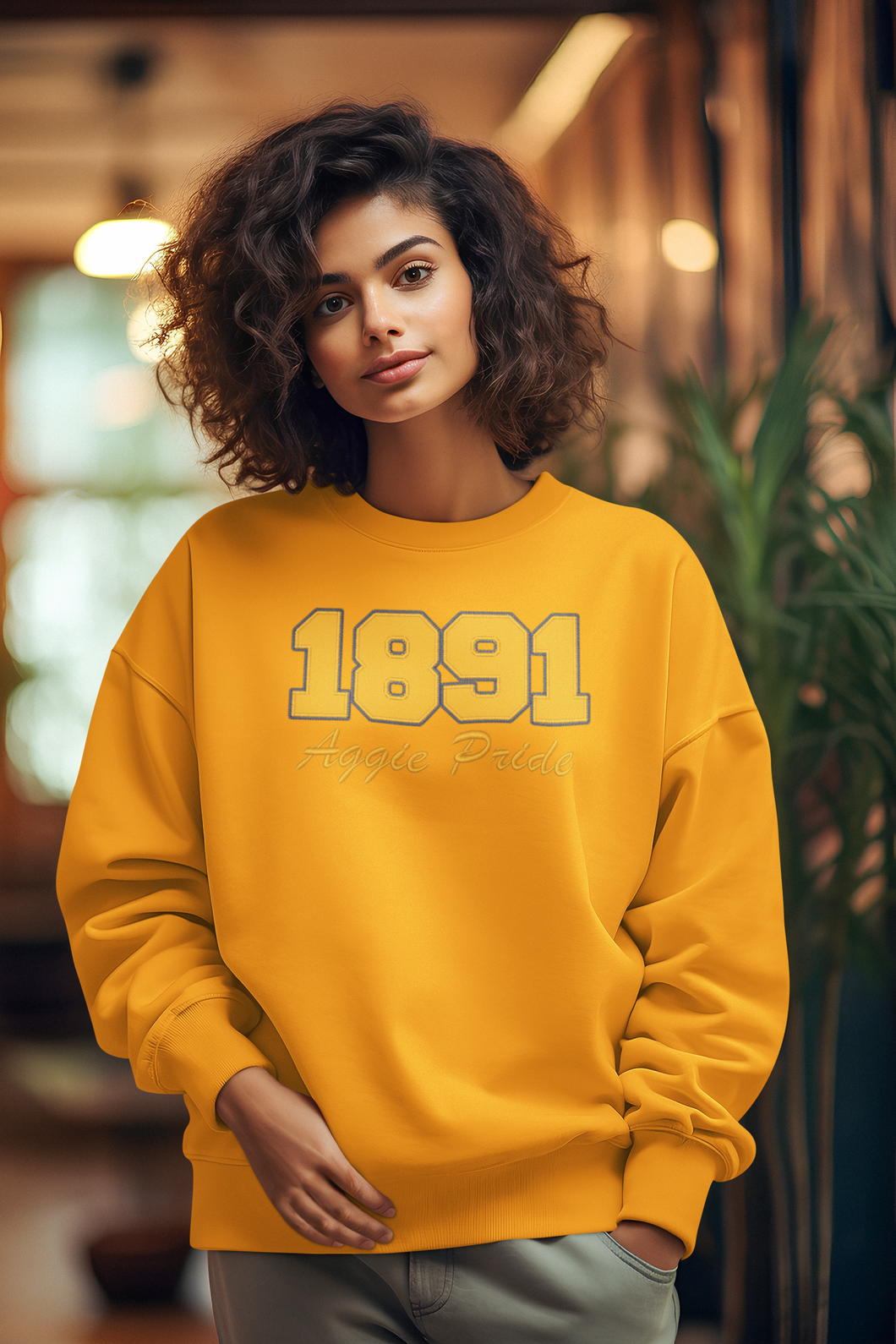 North Carolina A&T 1891 Aggie Pride Embroidered Sweatshirt Gold