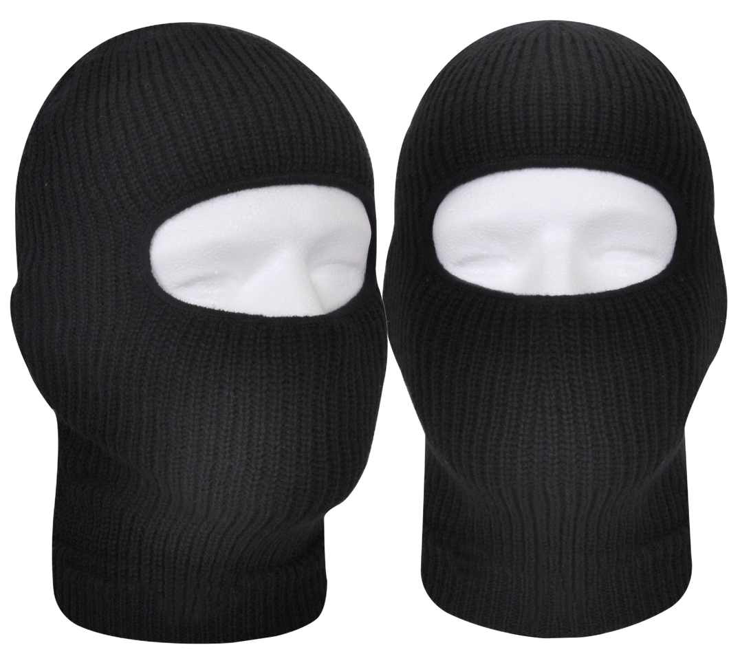 One Hole Black Knit Face Mask