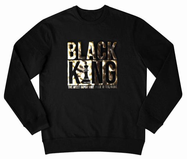 Black King Sweatshirt Metallic Gold