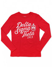 Load image into Gallery viewer, Delta Sigma Theta Long Sleeve Shield T-Shirt
