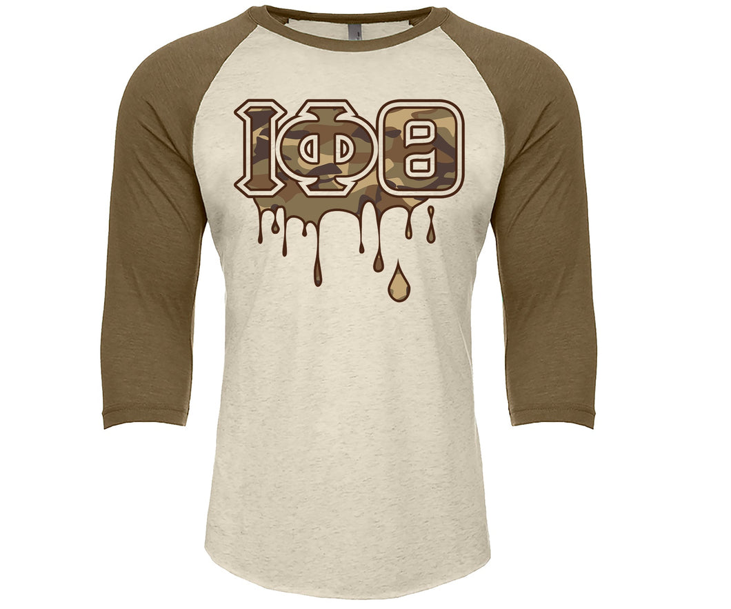 Iota Phi Theta Camo Baseball Drip T-Shirts