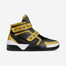 Load image into Gallery viewer, High Top Fashion Stars Black and Glitter Gold
