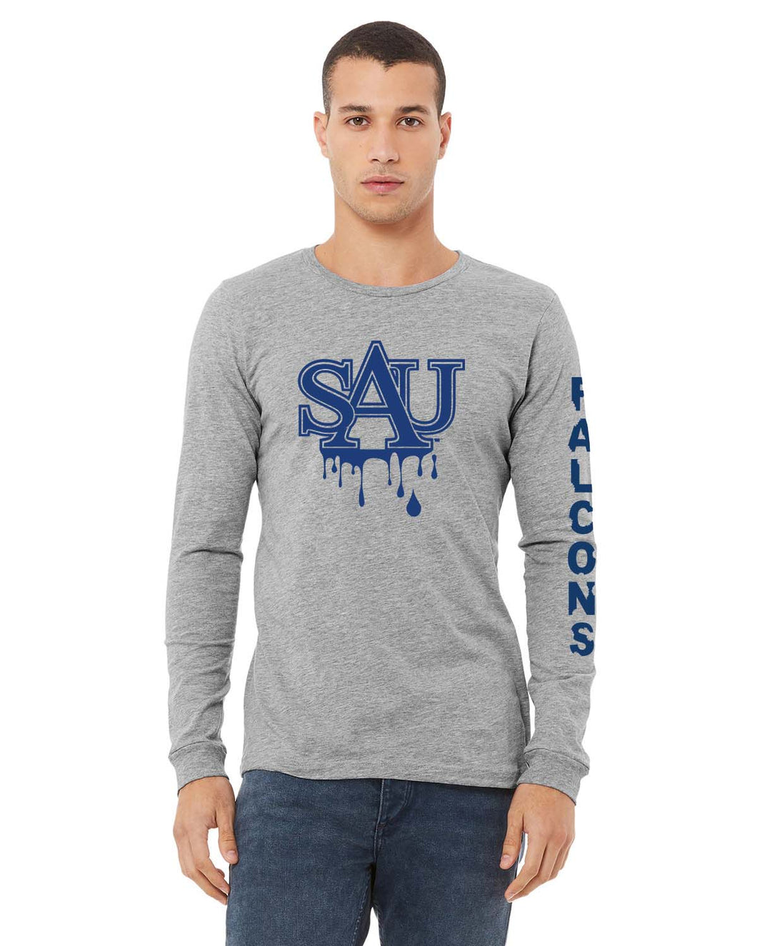 Saint Augustine's University Customizable Grey Long-sleeve SAU Drip
