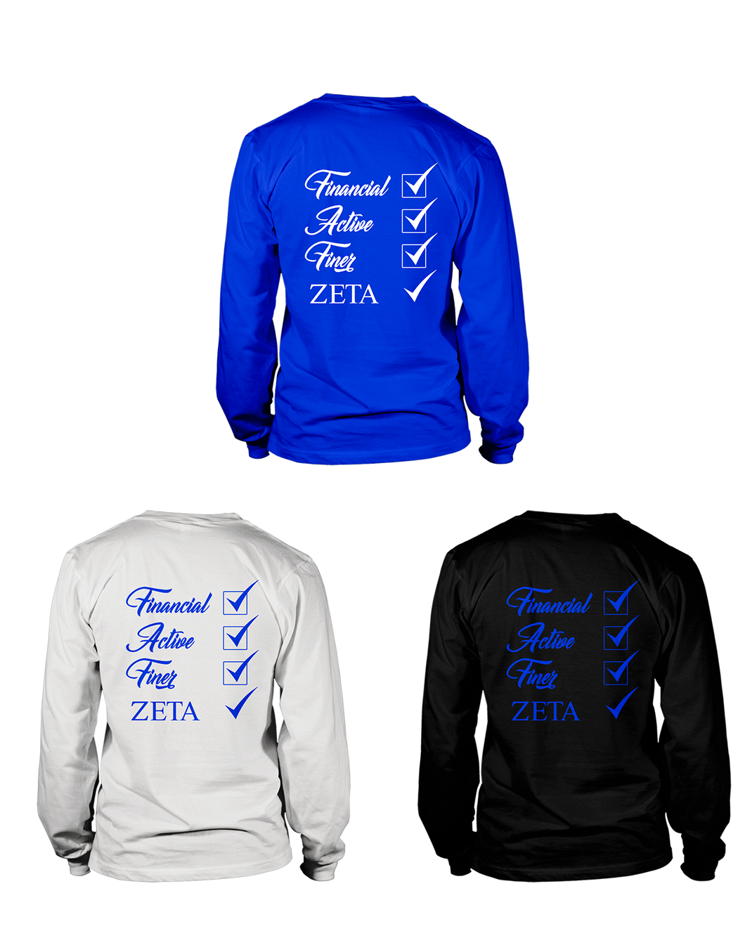 Zeta Phi Beta Long Sleeve Finer Z Hair Design T-Shirt