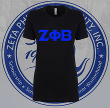 Load image into Gallery viewer, Zeta Phi Beta Royal Ideal T-Shirt Wht Letters
