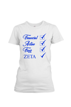 Load image into Gallery viewer, Zeta Phi Beta Financial T-shirt
