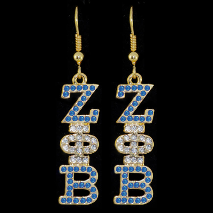 Zeta Phi Beta Austrian Crystal Earrings Gold