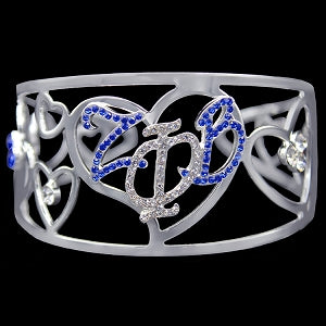 ZPB Color Crystal Filigree Heart Bangle Bracelet