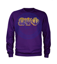 Load image into Gallery viewer, Omega Psi Phi Letters on Purple Long Sleeve T-Shirt
