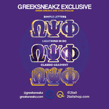 Load image into Gallery viewer, Omega Psi Phi Letters on Purple Long Sleeve T-Shirt
