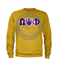 Load image into Gallery viewer, Omega Psi Phi Letters on Gold Long Sleeve Tee
