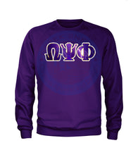Load image into Gallery viewer, Omega Psi Phi Letters on Purple Long Sleeve T-Shirt
