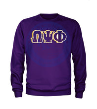 Load image into Gallery viewer, Omega Psi Phi Letters on Purple Long Sleeve T-Shirt
